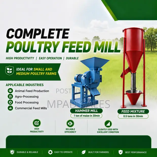 Complete Poultry Feeding Mill - Hammer Mill & Feed Mixer - 1