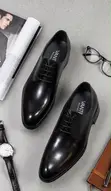 La Men's Black Cap-Toe Derby Shoes - Brand New - 3