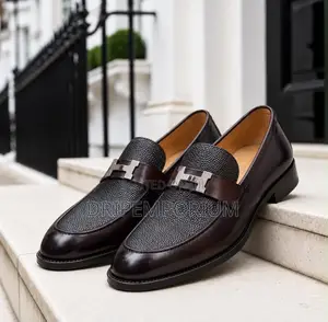 Hermes Paris Loafers - Black with Silver H Buckle