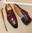 NK Double Monk Strap Brogue Shoes - Brown/Burgundy - 5