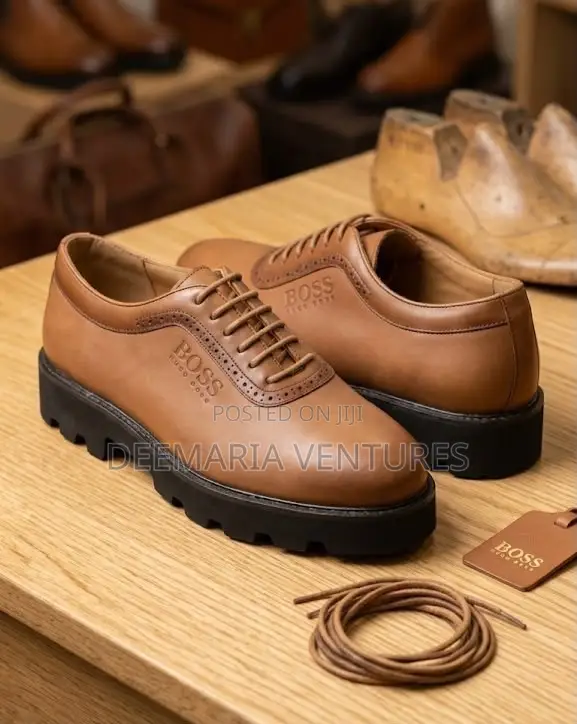 Classic Hugo Boss Men's Leather Shoes (Brown & Black) - 1