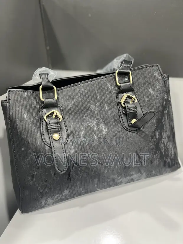 Ladies Black Leather Handbag for Work - 1