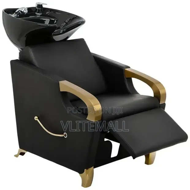 Modern Salon Shampoo Backwash Unit with Brushed Gold Accents - 1