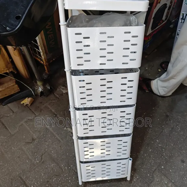 5-Tier White Multi-Purpose Kitchen Storage Rack - 1