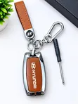 Premium Hyundai 4-Button Key Fob Case - Zinc Alloy & Leather - 1