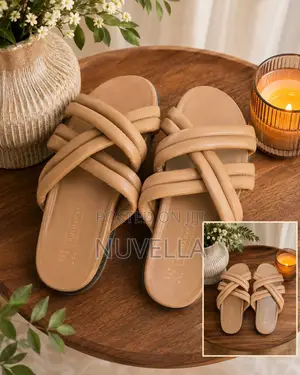 Stylish Nude/Tan Slip-On Sandals - Brand New