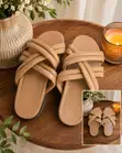 Stylish Nude/Tan Slip-On Sandals - Brand New - 1