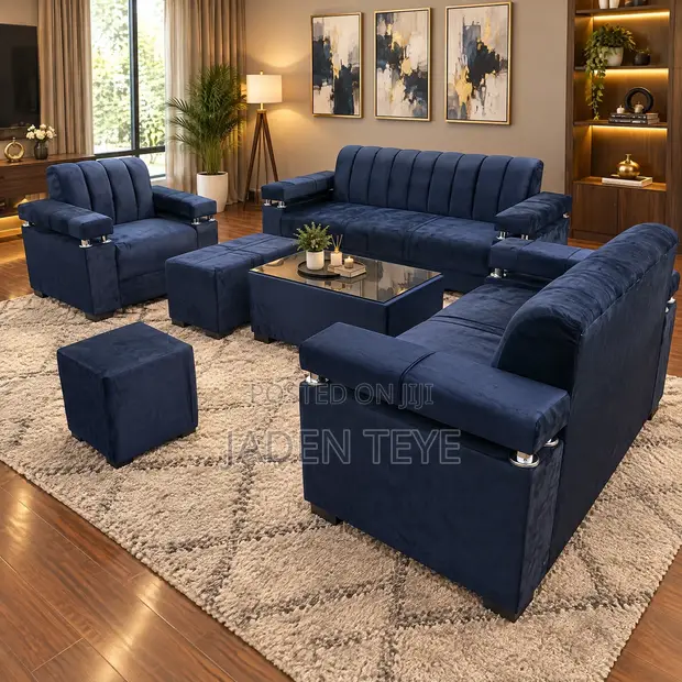 Brand New Luxury Blue Black Family Sofa - 1