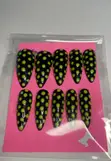 Handmade Press on Nails - Neon Green & Black Polka Dots - 1