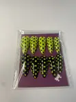 Handmade Press on Nails - Neon Green & Black Polka Dots - 3