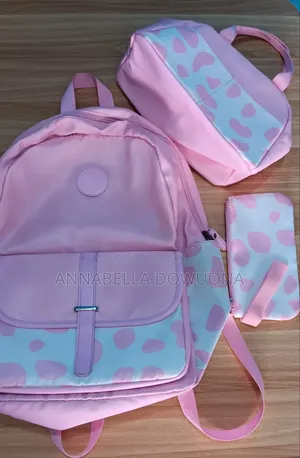 Pink School Bag Set with Lunch Bag and Pencil Case
