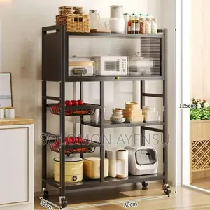5-in-1 Kitchen Storage Rack with Dustproof Cabinet