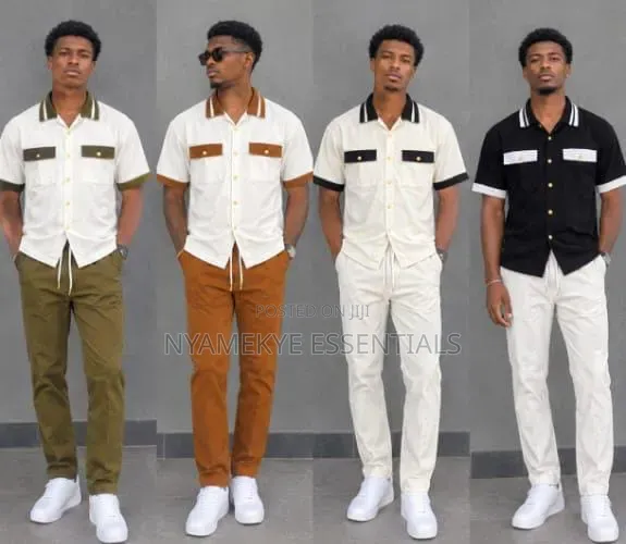 Men's Vintage Contrast Collar 2-Piece Set - 1