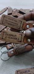 Customised Wooden Keyring with Leather Neck - 1