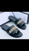 Gucci Men's Flat Leather Slide Sandals - 1