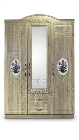 3-Door Wooden Wardrobe with Mirror