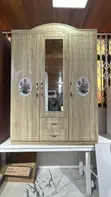 3-Door Wooden Wardrobe with Mirror - 2