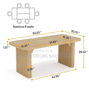 62-Inch Dining Table - Minimalist Column Legs