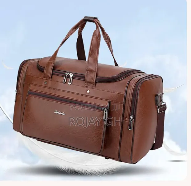 Brown PU Leather Duffel Travel Bag - 1