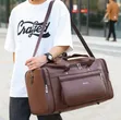 Brown PU Leather Duffel Travel Bag - 2