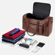 Brown PU Leather Duffel Travel Bag - 3
