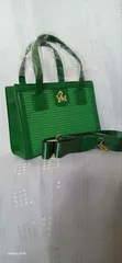 Ladies Green Genuine Leather Handbag - 1