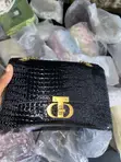 Croc-Embossed Crossbody Bag - Black - 4