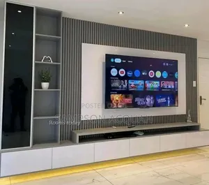 Wood-Mode TV Stand with Shelves & LED