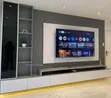 Wood-Mode TV Stand with Shelves & LED - 1