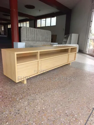Wood-Mode TV Console with Push-to-Open Drawers