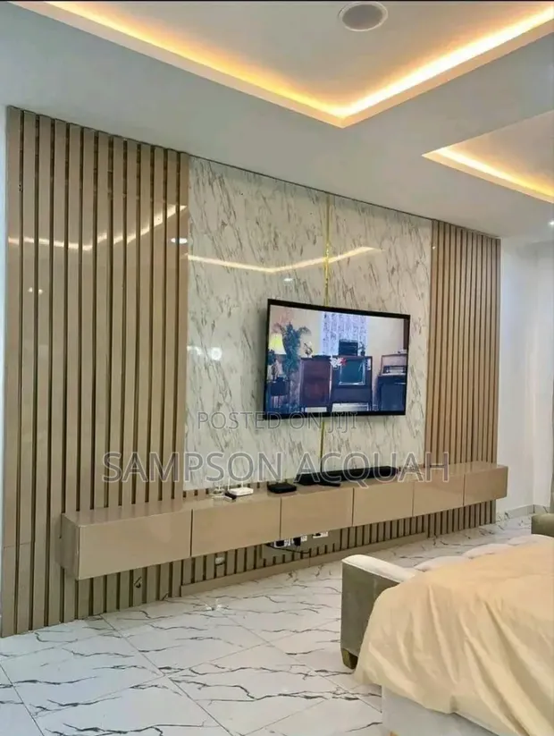 Panel Designs TV Cabinet with Wall Mount Decor - 1