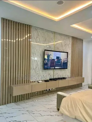 Panel Designs TV Cabinet with Wall Mount Decor