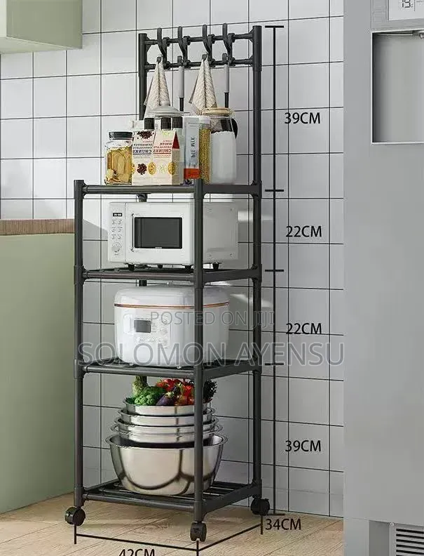 4-Tier Multipurpose Kitchen Appliance Stand with Wheels - 1