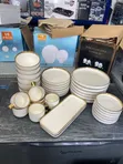 32pcs Ceramic Dinnerware Set (Gold & White) - 1