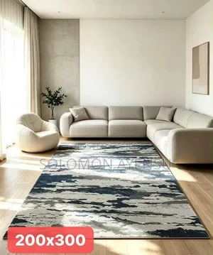 Blue Gray & Ivory Abstract Wool Area Rug