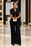 Luxury Two-Piece Set: Blazer Top with Gold Belt & Palazzo Trousers - 1