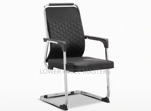 Executive Black Leather Office Guest Chairs - 1