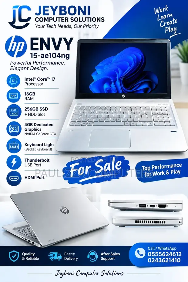 HP Envy 15 Laptop - Intel Core i7, 16GB RAM, 256GB SSD+HDD - 1