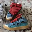 Lanvin Curb Leather & Suede Sneaker (Blue/Red) - 1