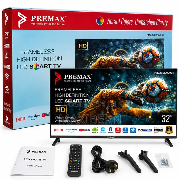 Premax 32-Inch Frameless Digital LED TV - Black - 1