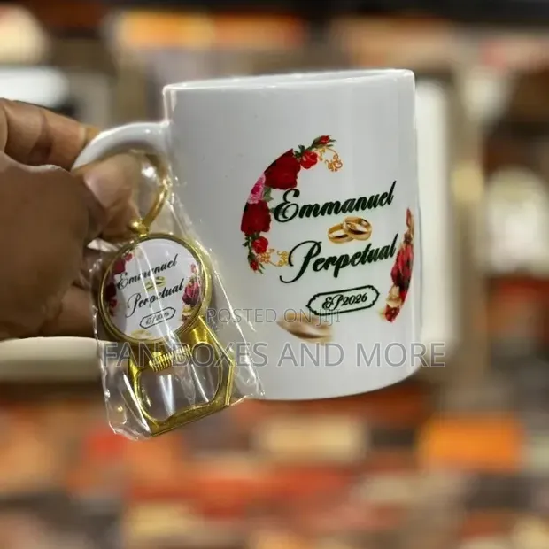 Personalised Wedding Gift Set - Mug & Keyholder - 1