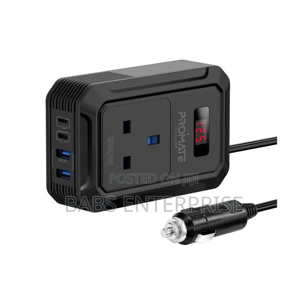 Promate Inverto-200W Multi-Port DC to AC Power Inverter - 1