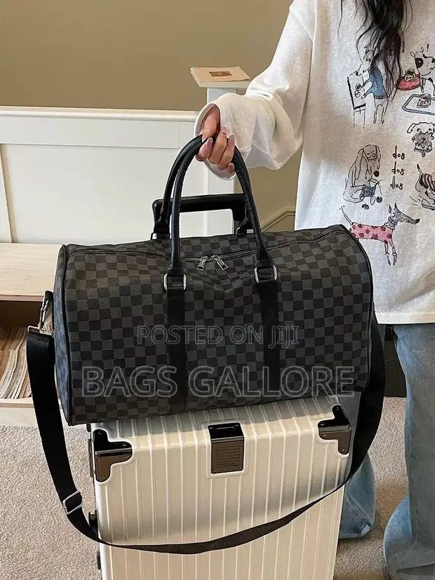 Black Leather Duffle Bag - 1