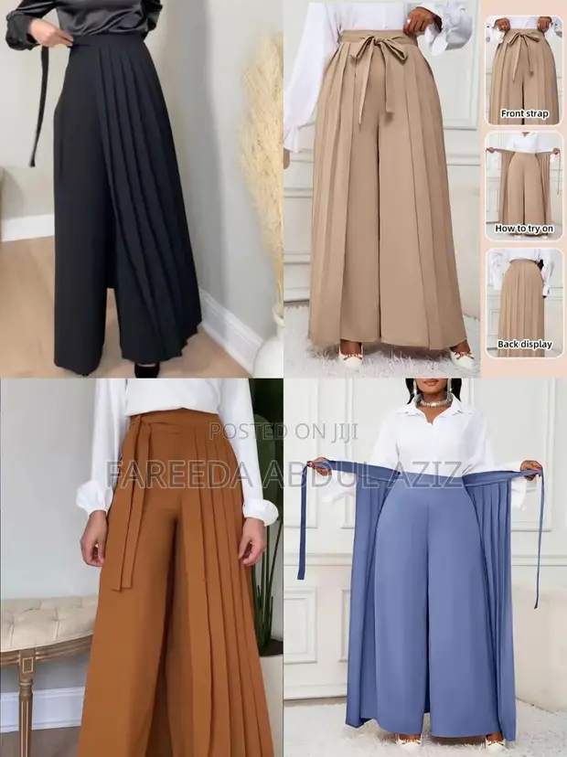 Palazzo Pants with Pleated Rapper - 1