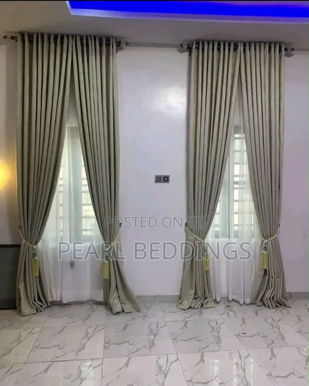 10ft Luxurious Total Blackout Textured Curtains (Pair) - 1