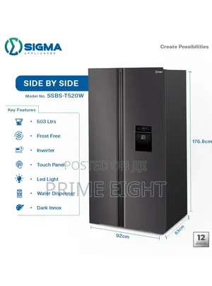 Sigma 503L Side-by-Side Refrigerator SSBS-T520W