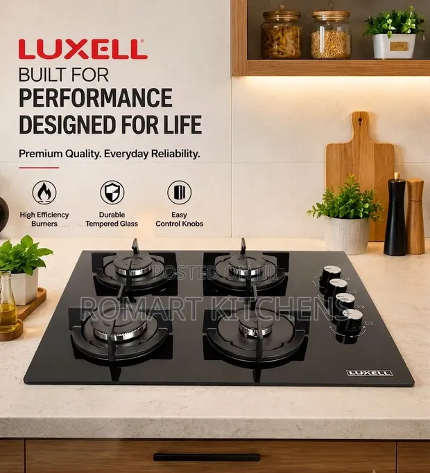 Luxell 4 Burner Inbuilt Glass Cooktop with Auto Ignition - 1
