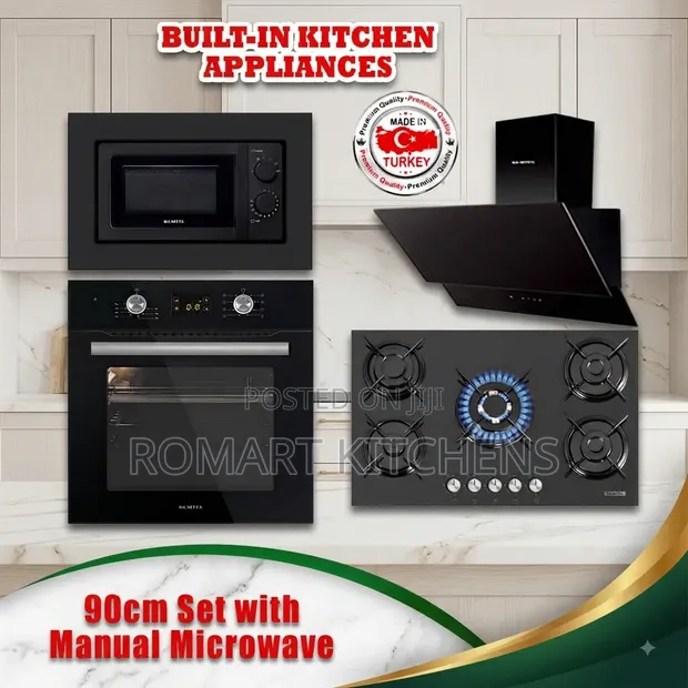Luxell 90cm Inbuilt Burner Set: Oven, Hob, Extractor & Microwave - 1