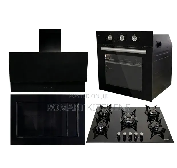 Turkish 90cm Inbuilt Glass Burner Set - Oven, Hob, Hood, Microwave - 1