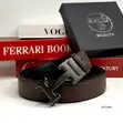Men's Quality Leather Belt with Gold H-Buckle - 2